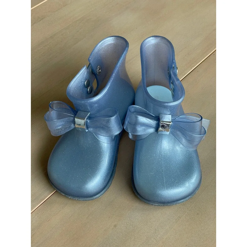 Mini Melissa Ultragirl Bow Blue Glitter Jelly Mary Jane Shoes Toddler US 9